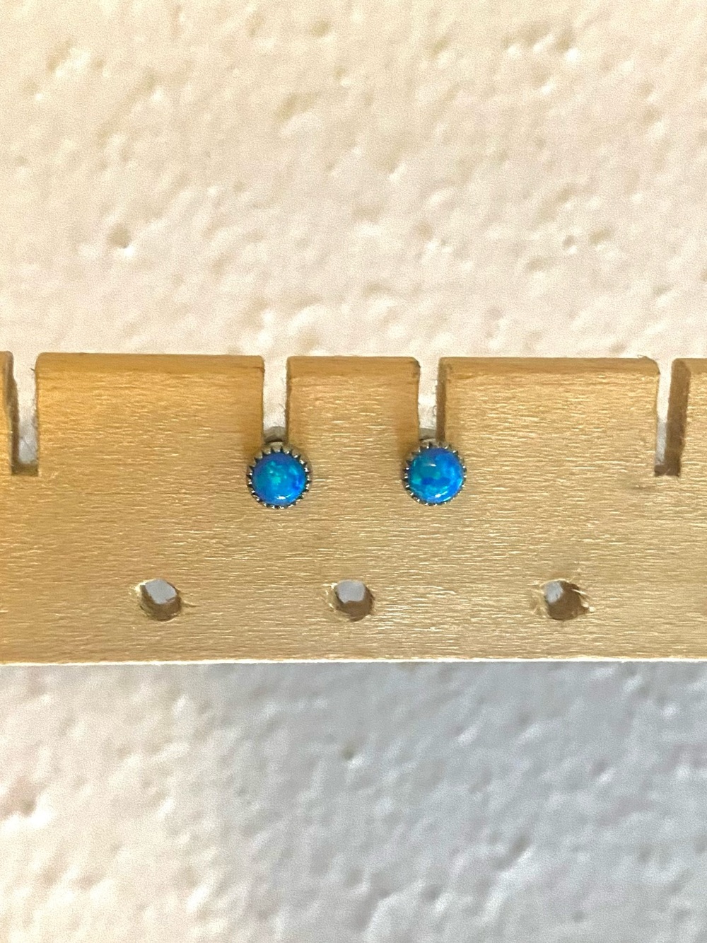 Sterling silver blue opal circle post earrings